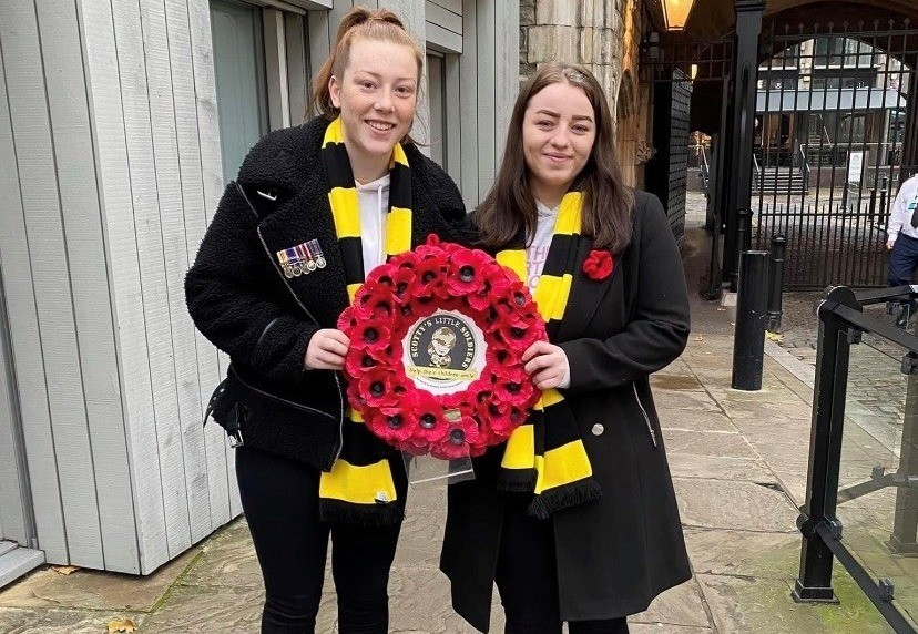 Lauren and Caitlin joining Scotty's Little Soldiers at the London Remembrance Parade