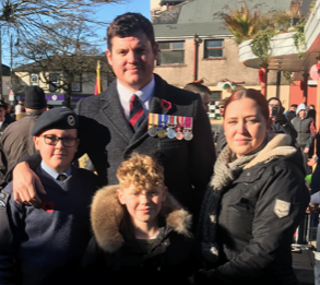 Gavin with his family over Remembrance