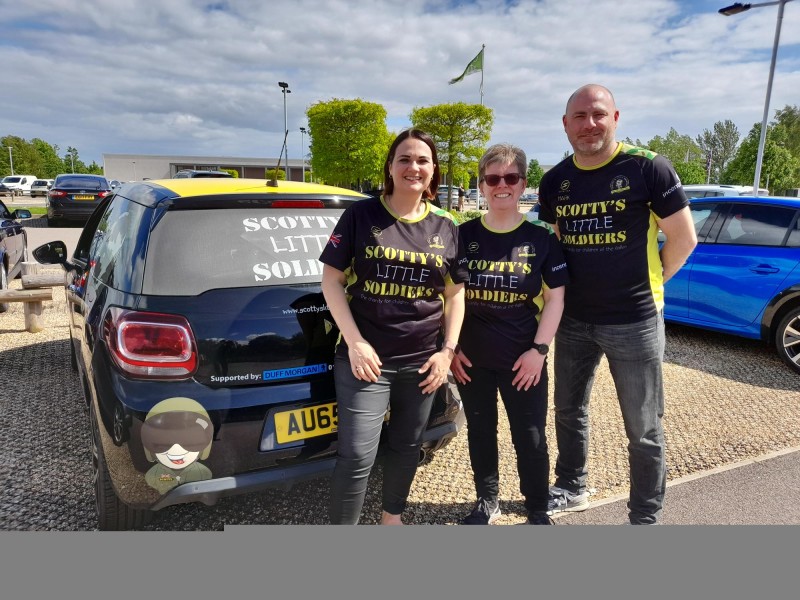 Nikki, Mark and Lorna in ther Scotty tops in the NMA car park