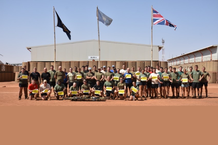 Soldiers in the Royal Regiment of Scotland who took part in David's African Marathon challenge for Scotty's Little Soldiers, the charity for bereaved military children