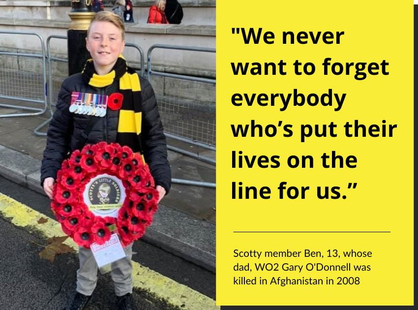 Scotty's Little Soldiers Member Ben talks about his military hero at Remembrance